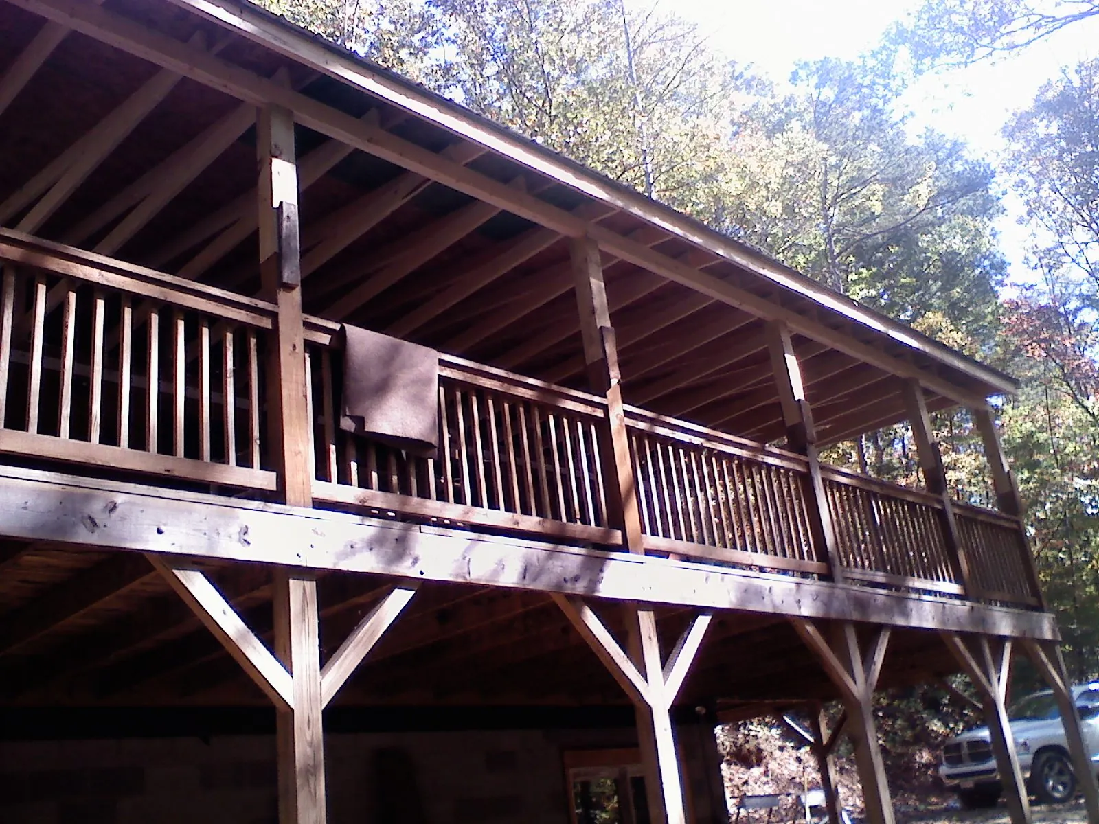 Timber framing under a new elevated porch and deck — Roof Leak Repair in Medinah by Roofing Brothers